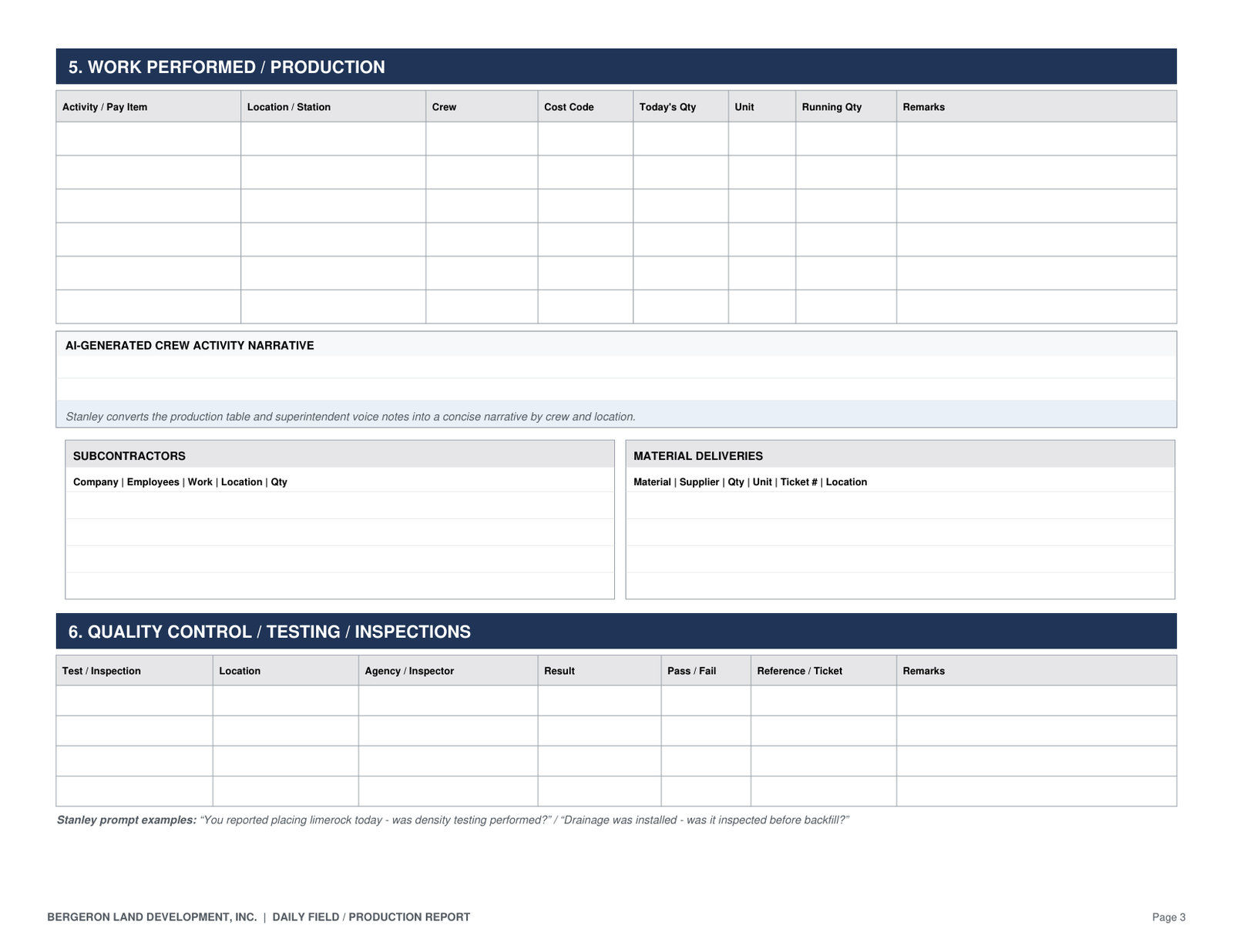 Daily Field / Production Report — page 3