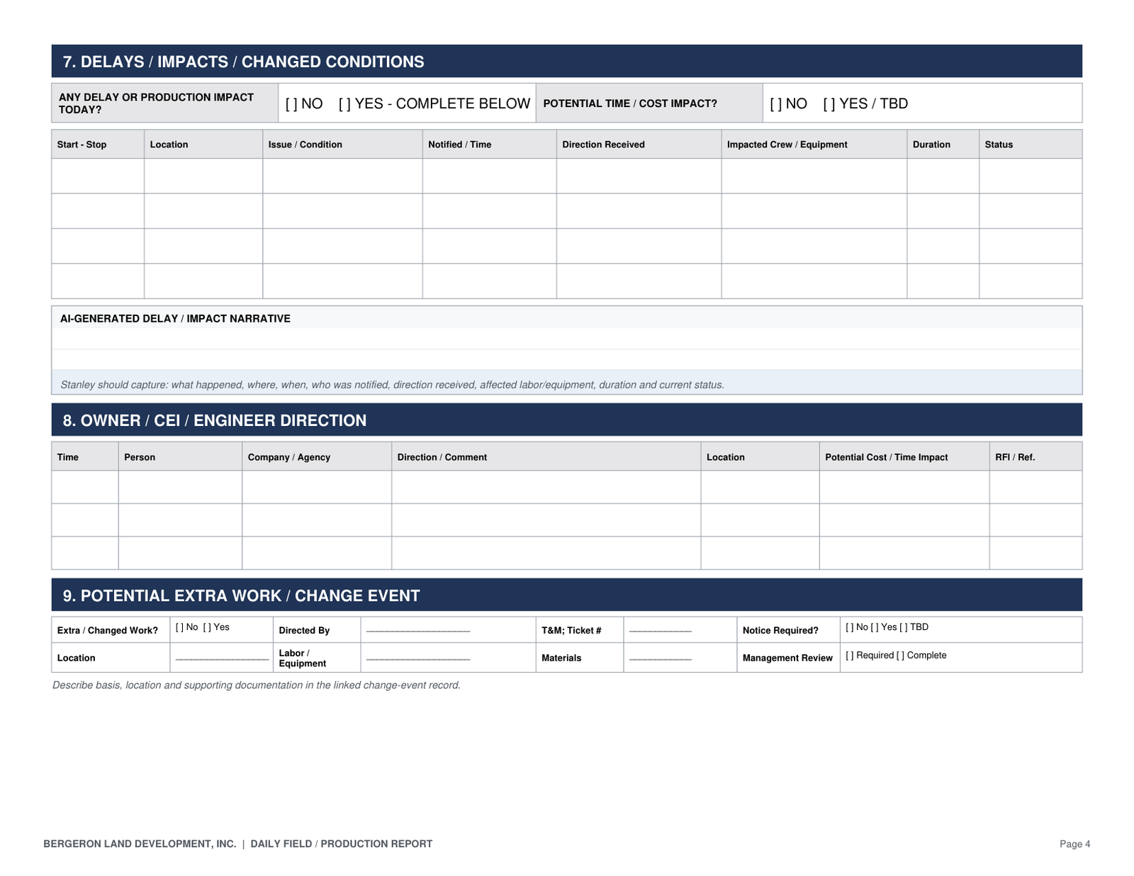 Daily Field / Production Report — page 4