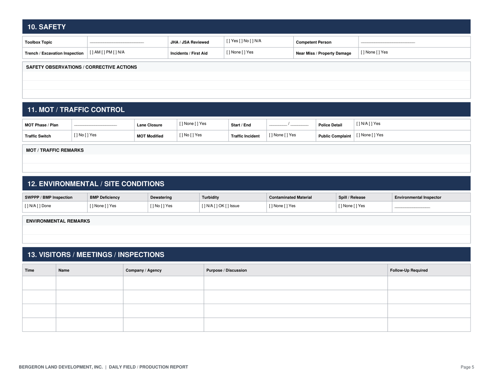 Daily Field / Production Report — page 5