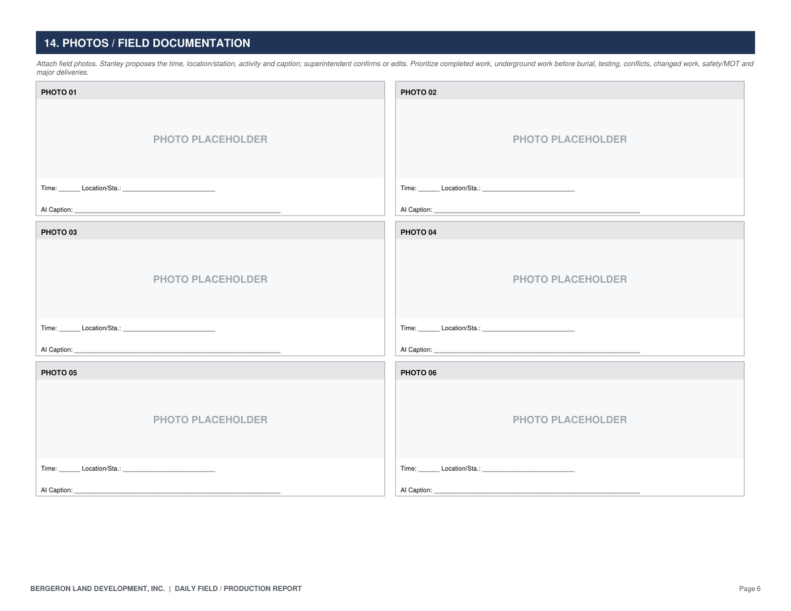 Daily Field / Production Report — page 6
