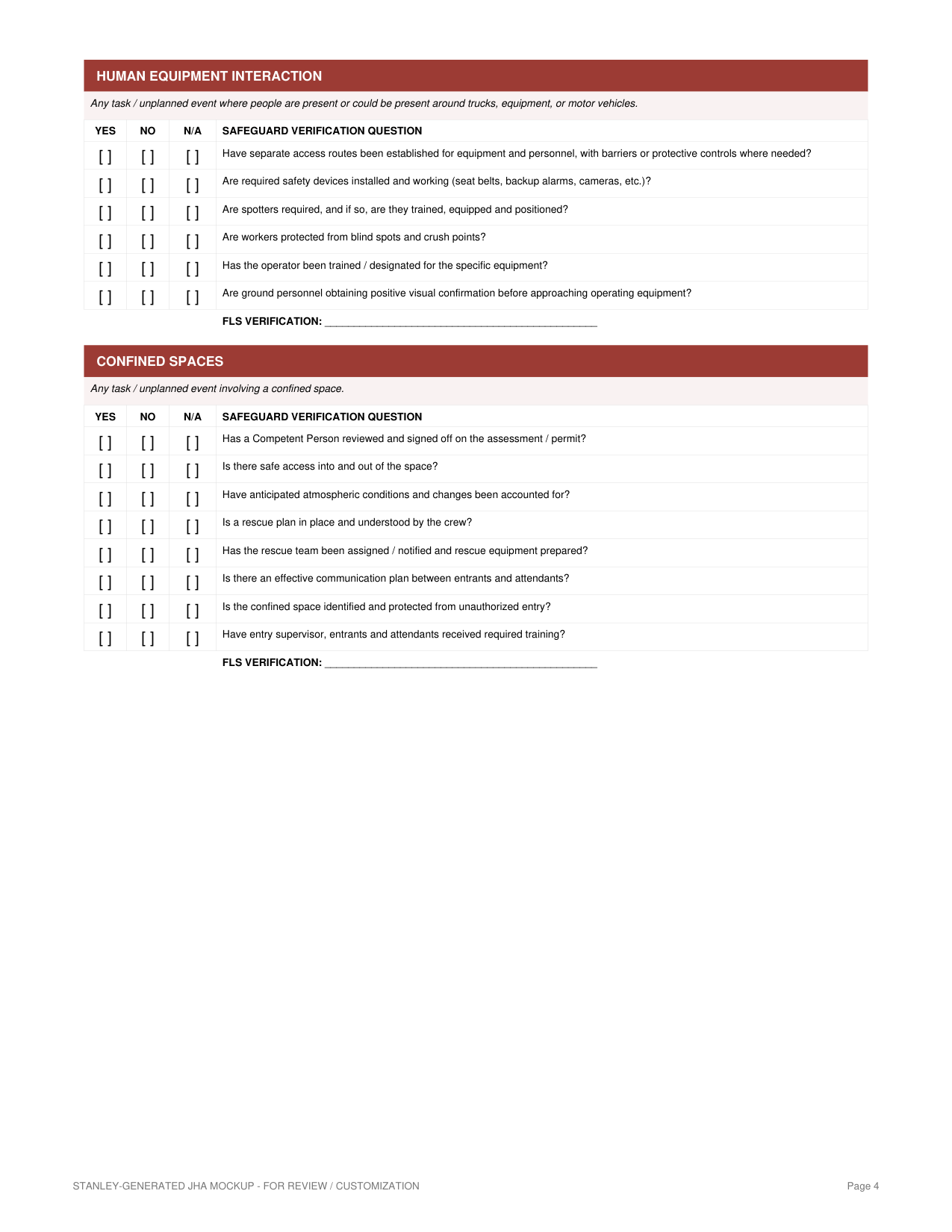 JHA — Operations Start Card — page 4