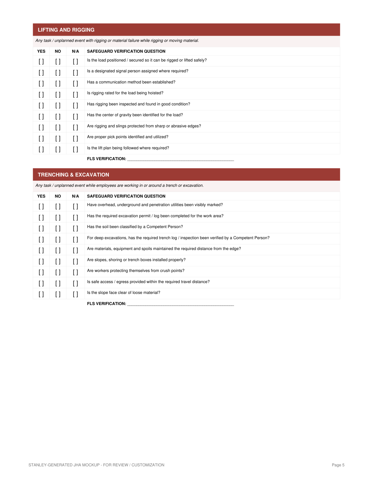 JHA — Operations Start Card — page 5